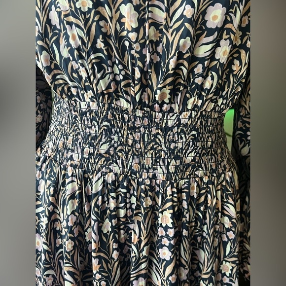 J Crew long sleeve ruffle V-neck mini dress in floral fields smocked waist - Picture 5 of 11